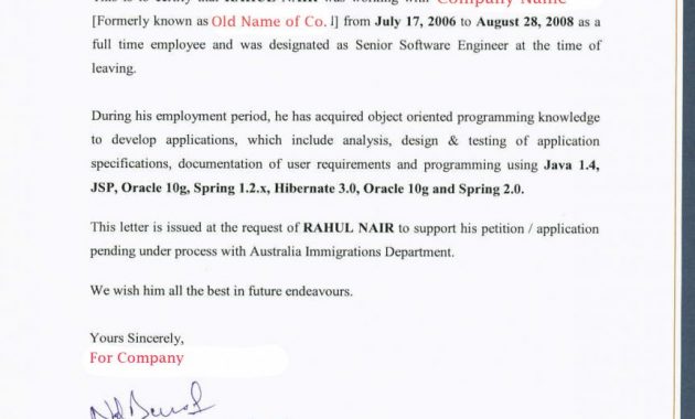 Employee Reference Letter For Acs Skills Assessment Visa in sizing 862 X 1151