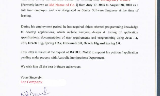 Employee Reference Letter For Acs Skills Assessment Visa with regard to sizing 862 X 1151