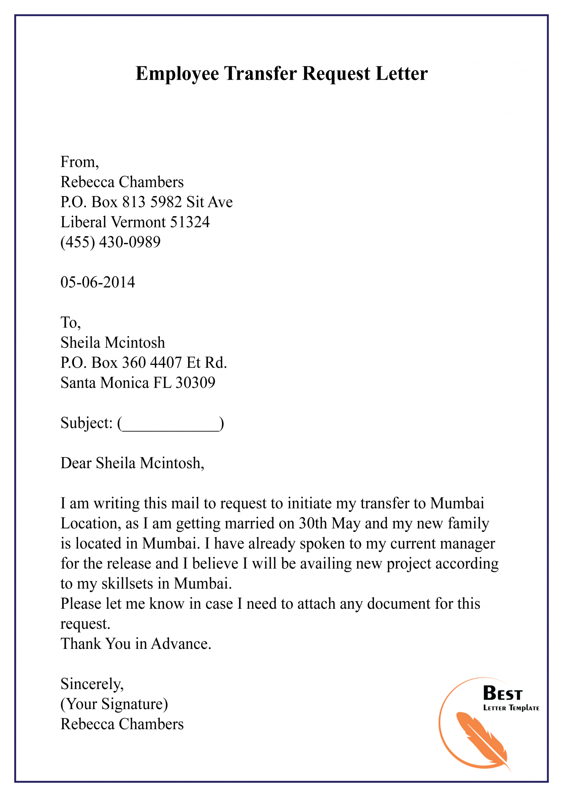 Employee Transfer Request Letter 01 Best Letter Template with regard to sizing 2480 X 3508