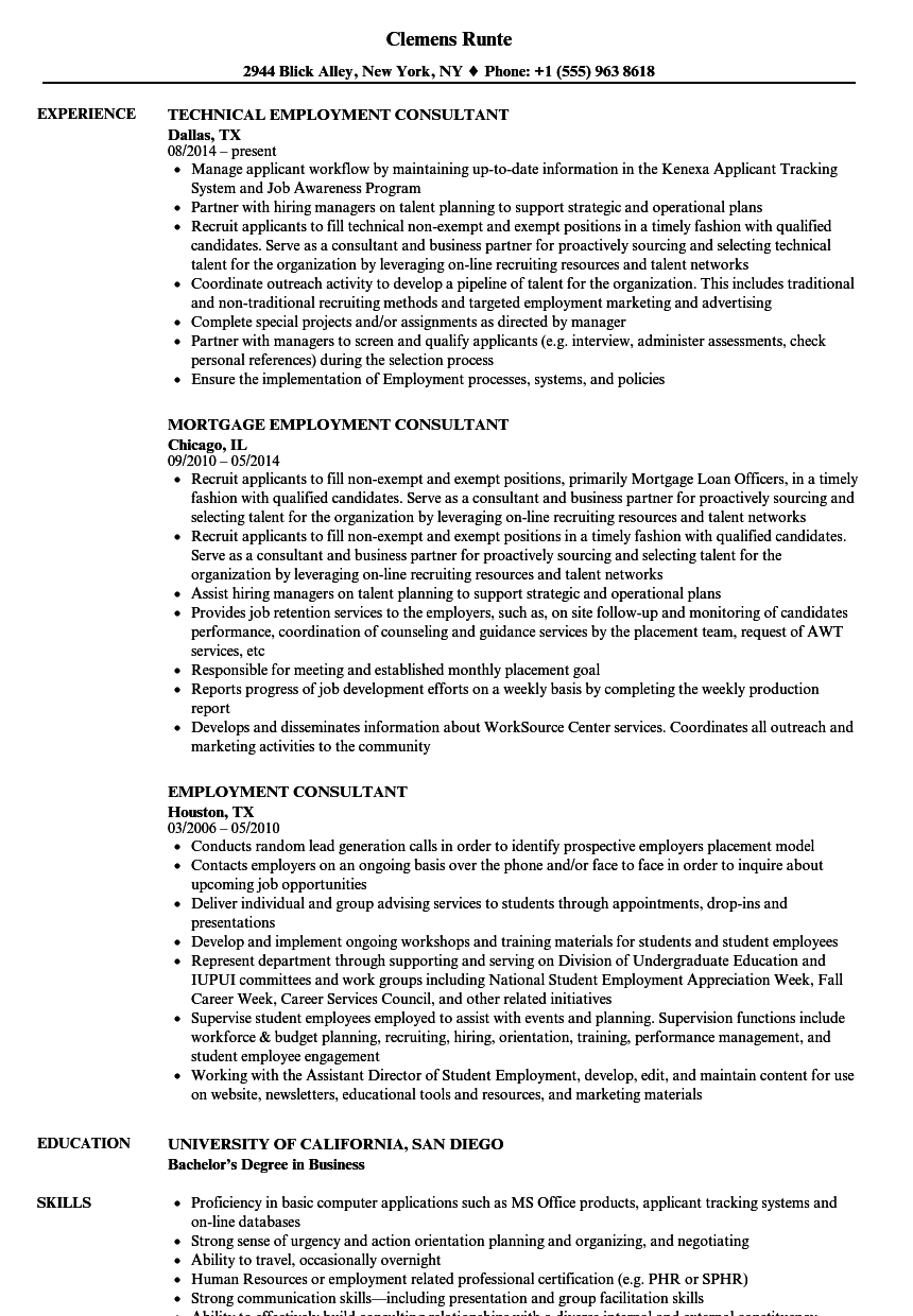 Employment Consultant Resume Samples Velvet Jobs throughout proportions 860 X 1240