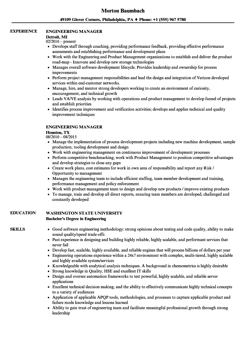 Engineering Manager Resume Examples Enom inside proportions 860 X 1240