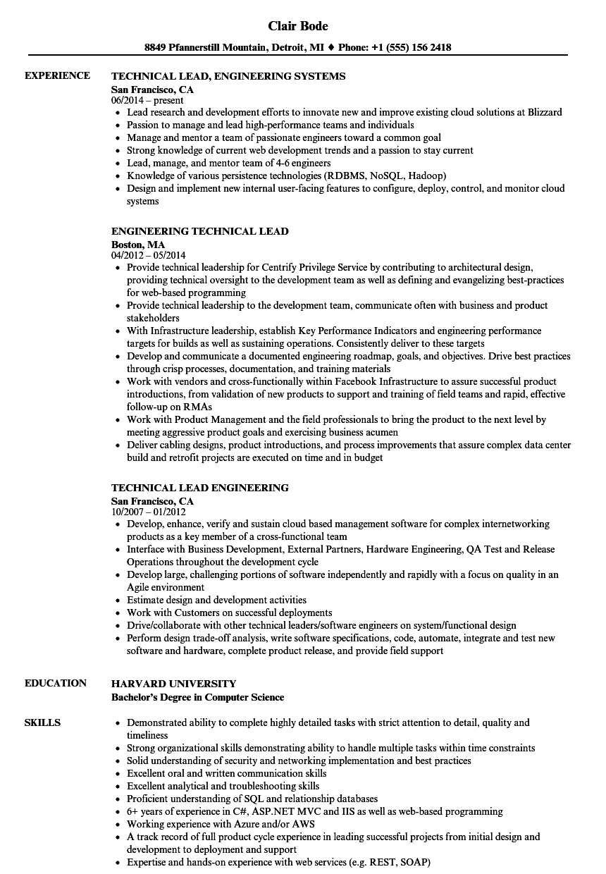 Engineering Technical Lead Resume Samples Velvet Jobs with sizing 860 X 1240