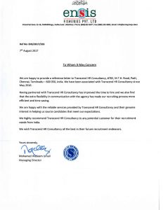 Ensis Maldives Recommendation Letter Transcend Group regarding sizing 900 X 1165