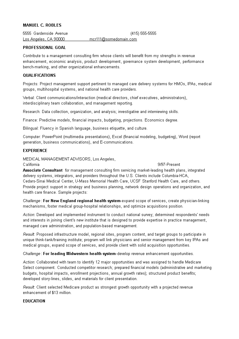 Entry Level Management Consulting Resume Templates At with regard to measurements 793 X 1122