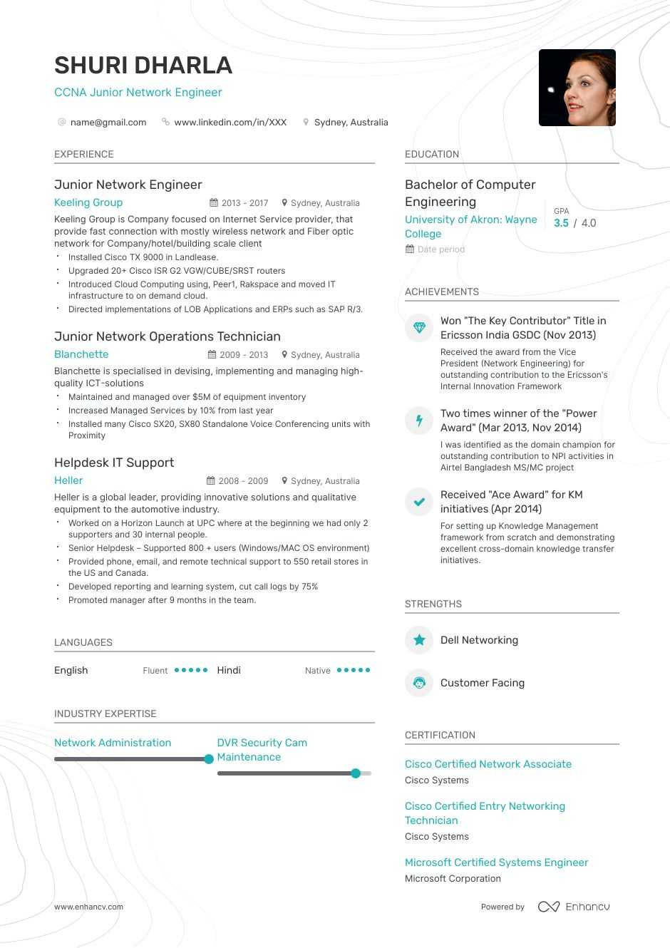 Entry Level Network Engineer Resume Examples Skills Templates More For 2020 throughout measurements 940 X 1330