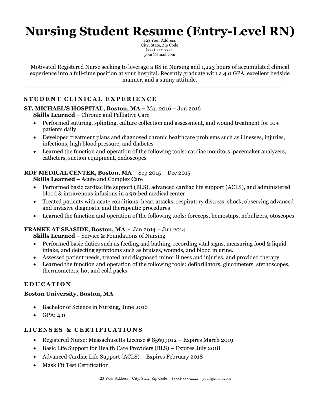 Entry Level Nursing Student Resume Sample Tips pertaining to proportions 1085 X 1404
