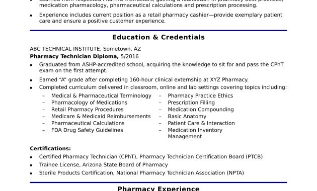 Entry Level Pharmacy Technician Resume Sample Monster throughout size 1700 X 2200