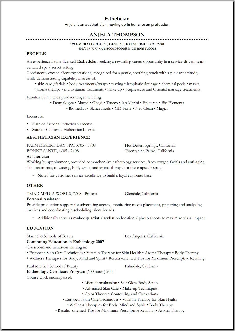 Esthetician 9601351 Resume With Images regarding dimensions 960 X 1351