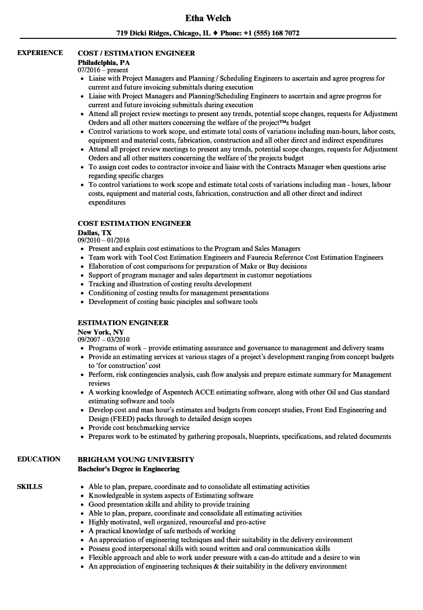 Estimation Engineer Resume Samples Velvet Jobs in measurements 860 X 1240