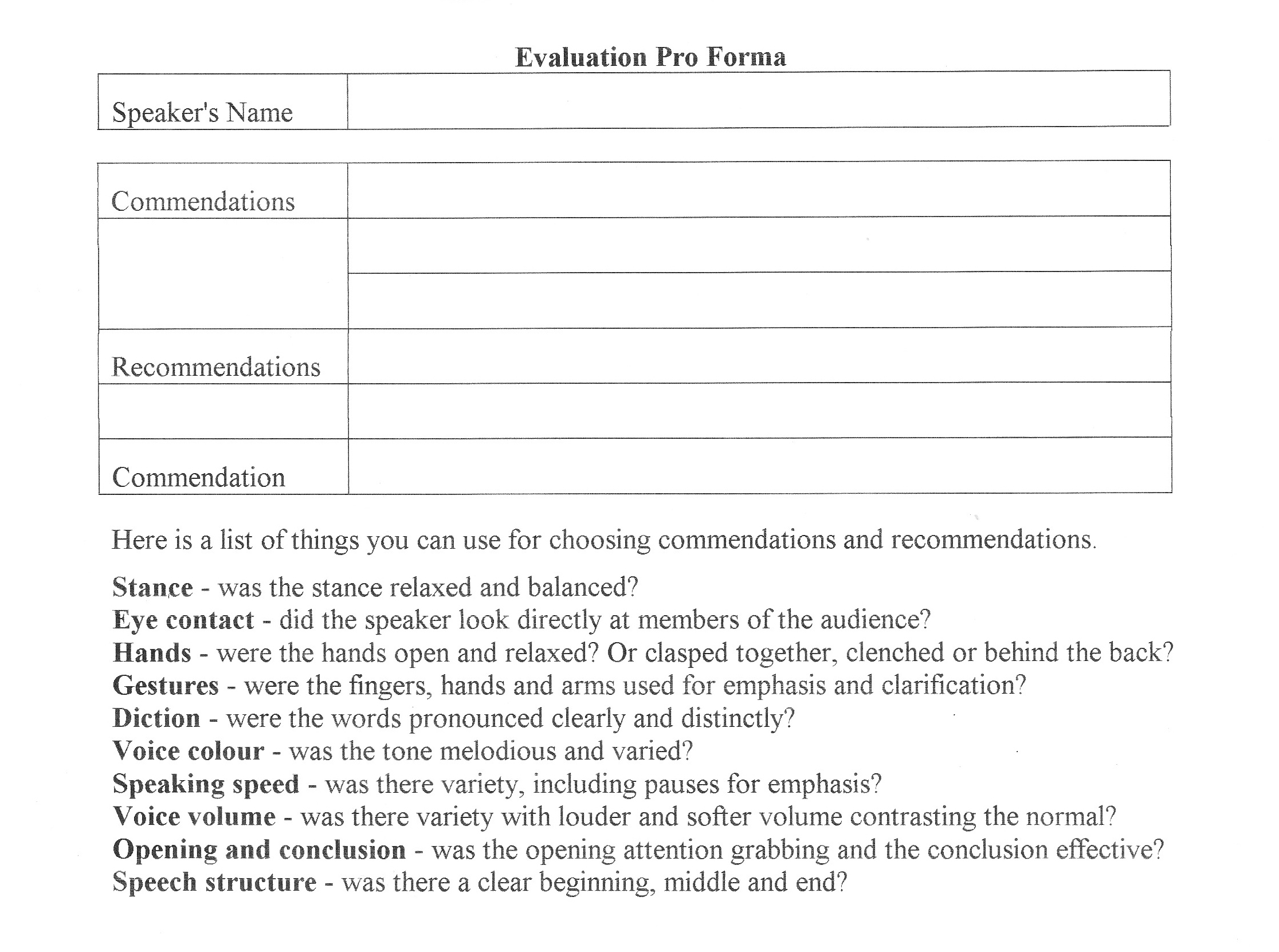 Evaluation Guide Fremantle Toastmasters Vq Public pertaining to measurements 2232 X 1662