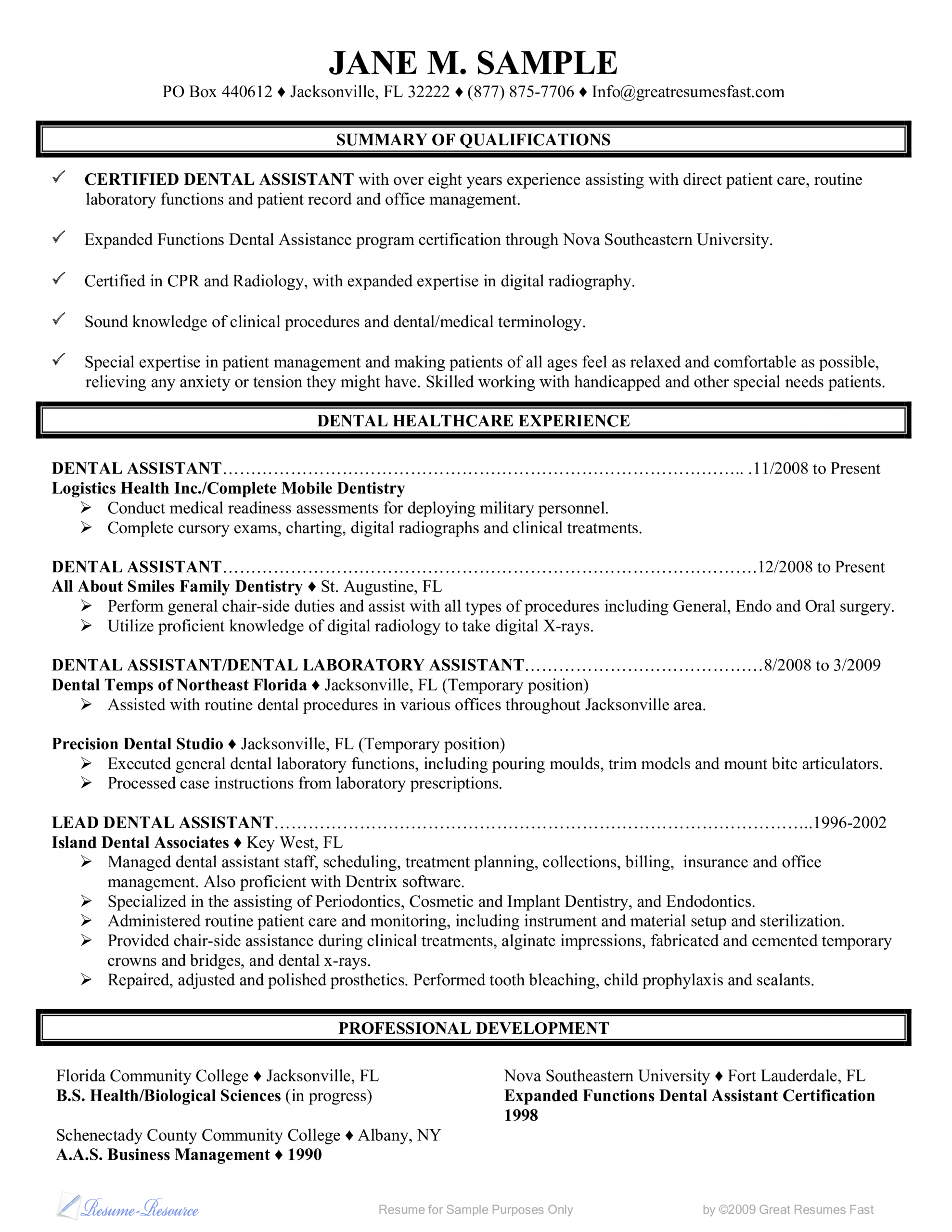 Example Of Dental Assistant Cv Templates At inside proportions 2550 X 3300