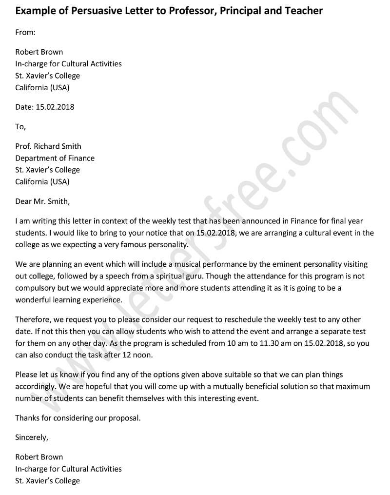 Example Of Persuasive Letter To Professor Principal And Teacher regarding dimensions 800 X 1015