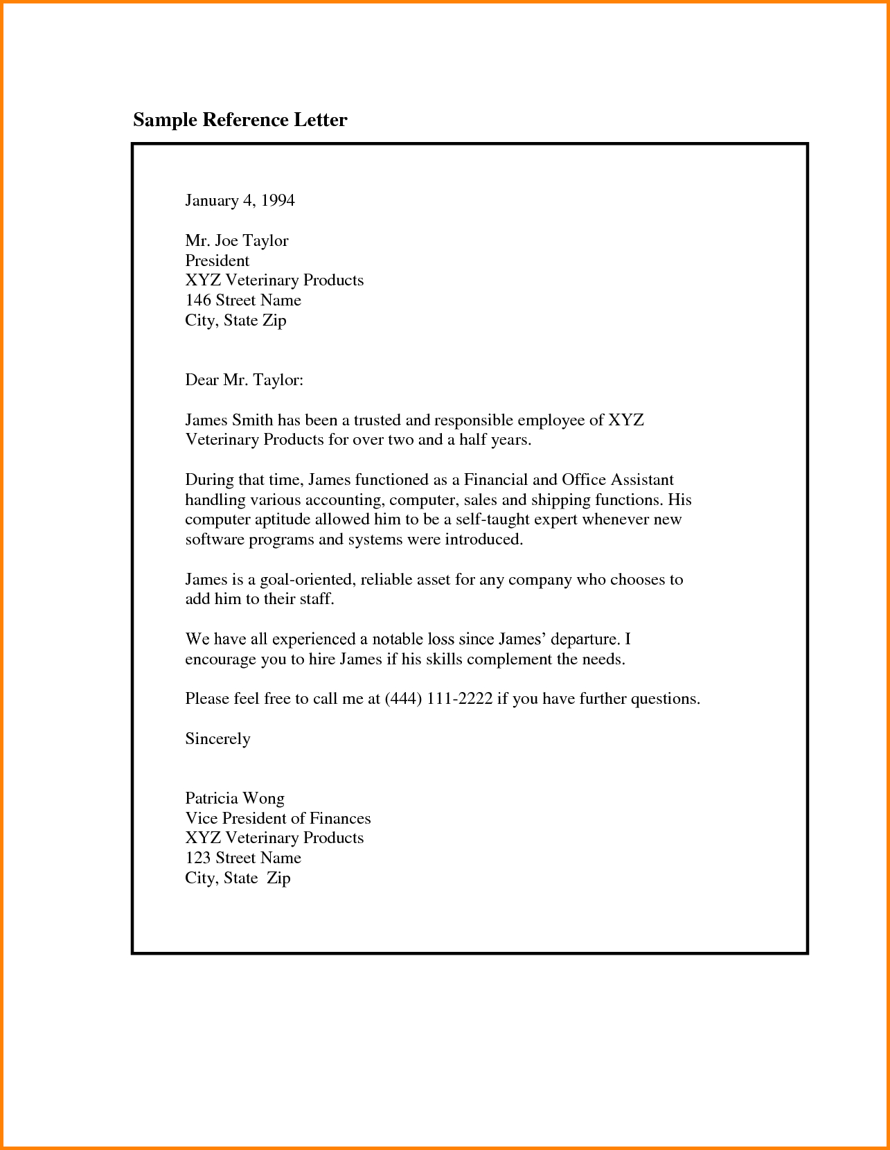 Example Of Reference Letters For Employment House Rental in size 1285 X 1660