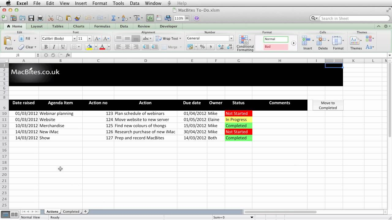 Excel An Automated Action Tracker for measurements 1280 X 720