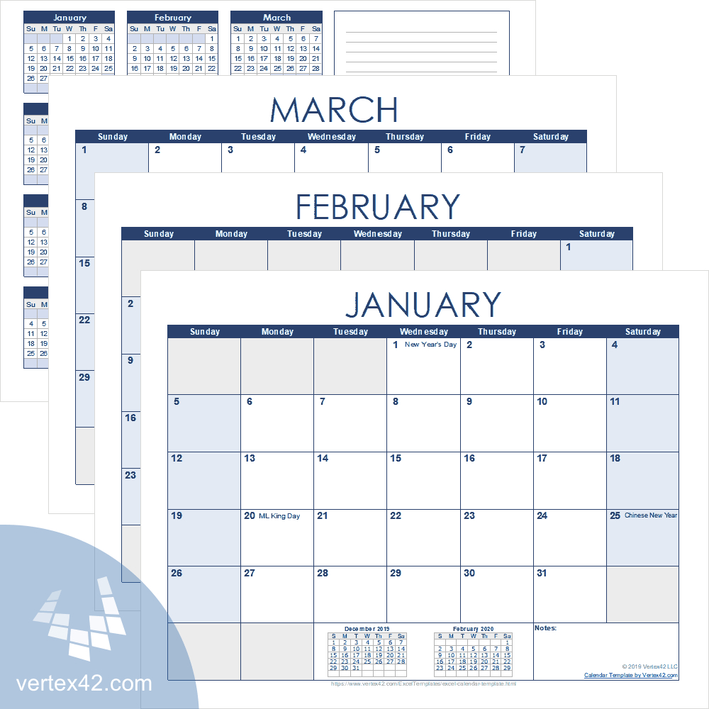 Excel Calendar Template For 2020 And Beyond intended for dimensions 1000 X 1000