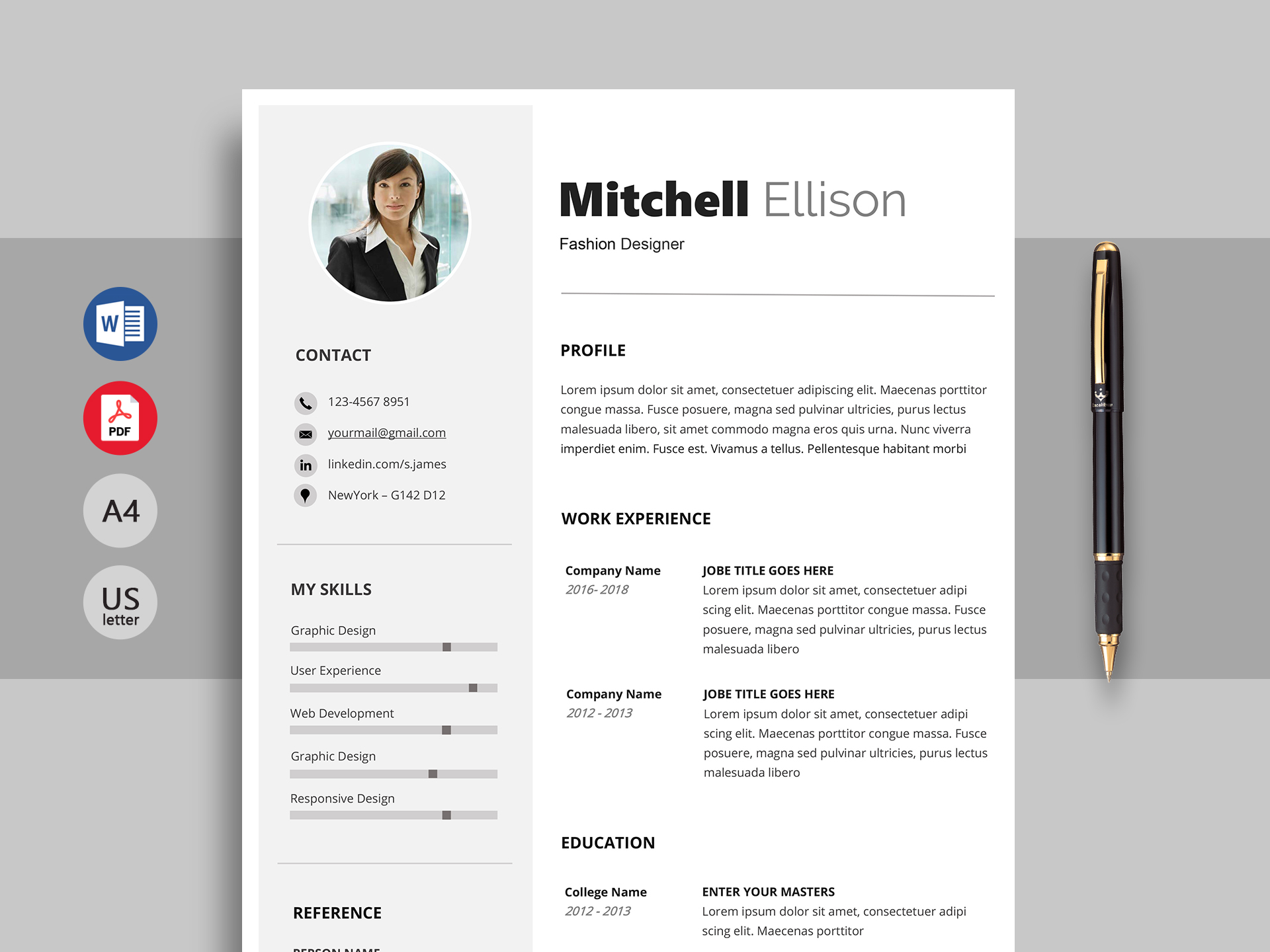 Excel Professional Resume Template Word Resumekraft for proportions 1920 X 1440