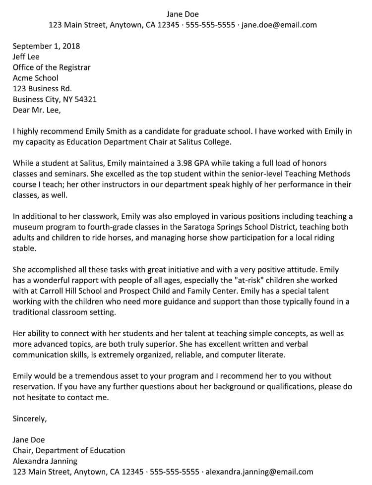 Excellent Recommendation Letter For Graduate School Debandje inside size 750 X 978