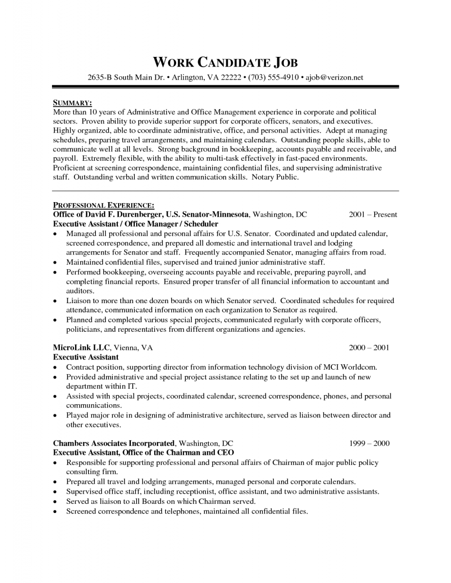Executive Administrative Assistant Resume Sample 1 for proportions 927 X 1200