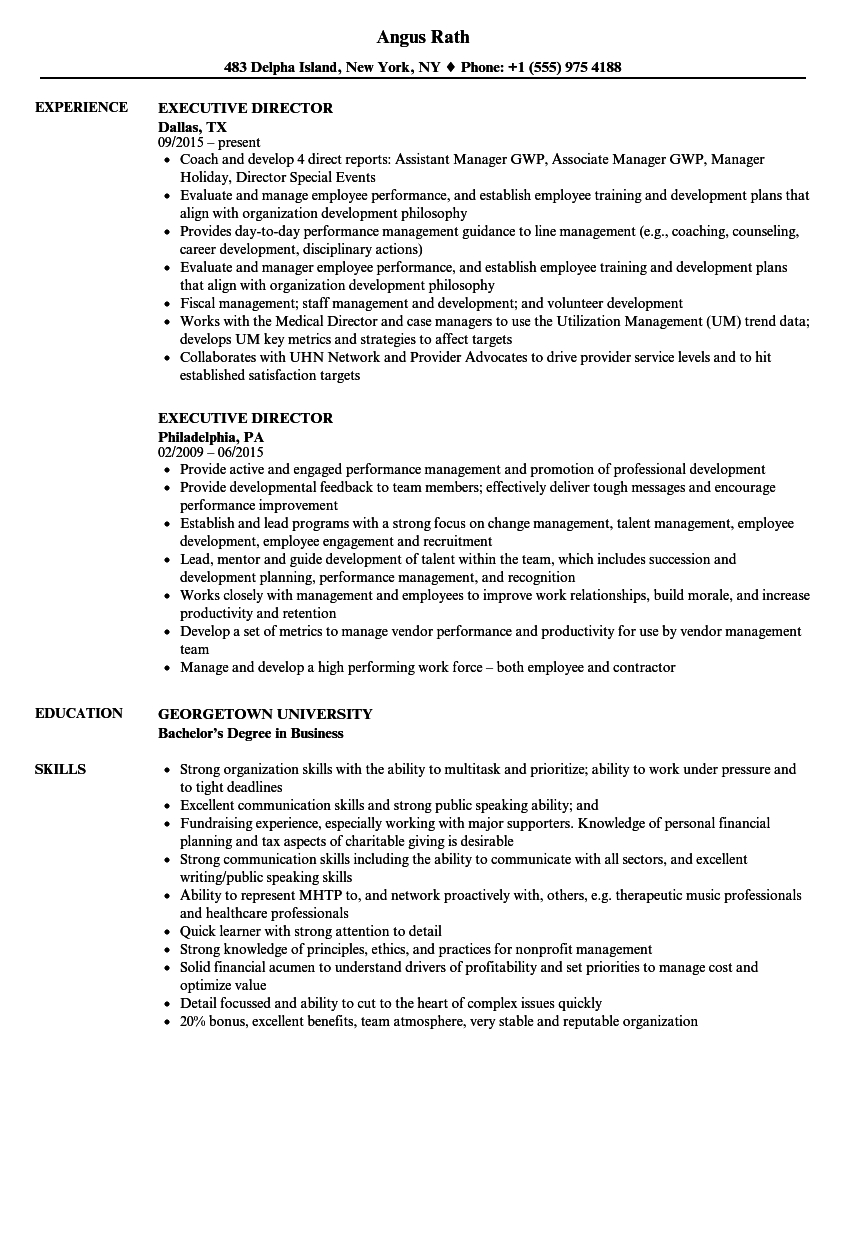 Executive Director Cv Templates