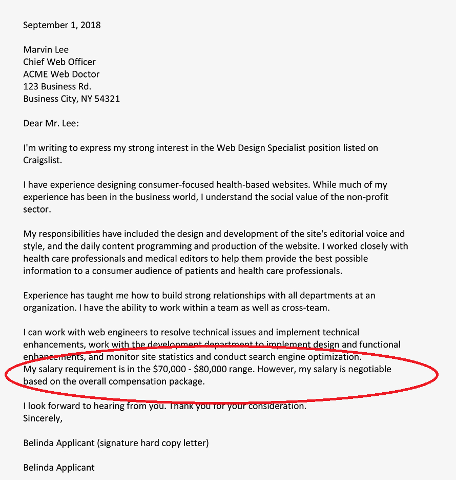 Salary Expectation On Cover Letter Invitation Template Ideas