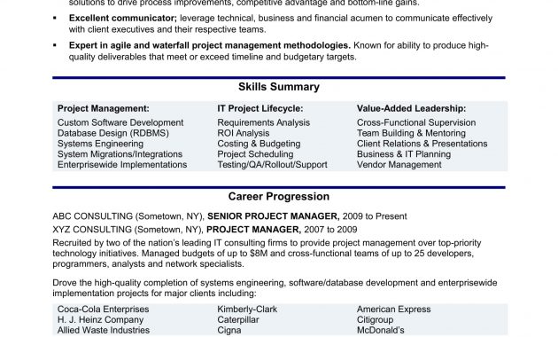 Experienced It Project Manager Resume Sample Monster regarding measurements 1700 X 2200