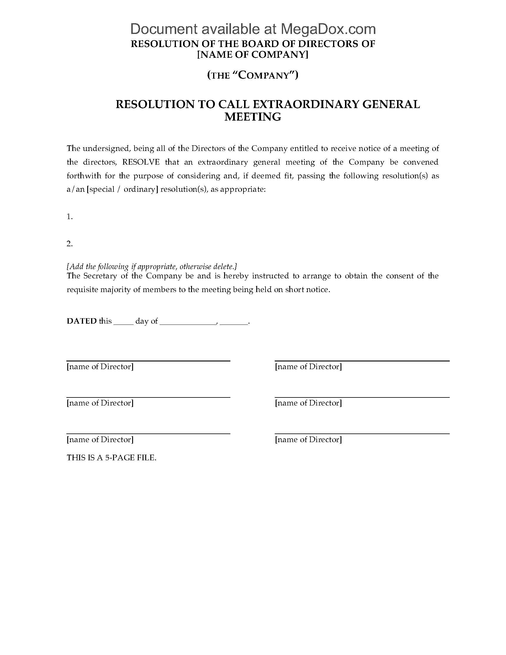 Extraordinary General Meeting Forms Package Uk inside size 1700 X 2200