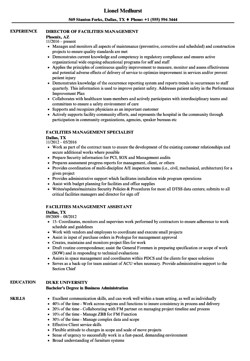 Facilities Management Resume Samples Velvet Jobs regarding proportions 860 X 1240