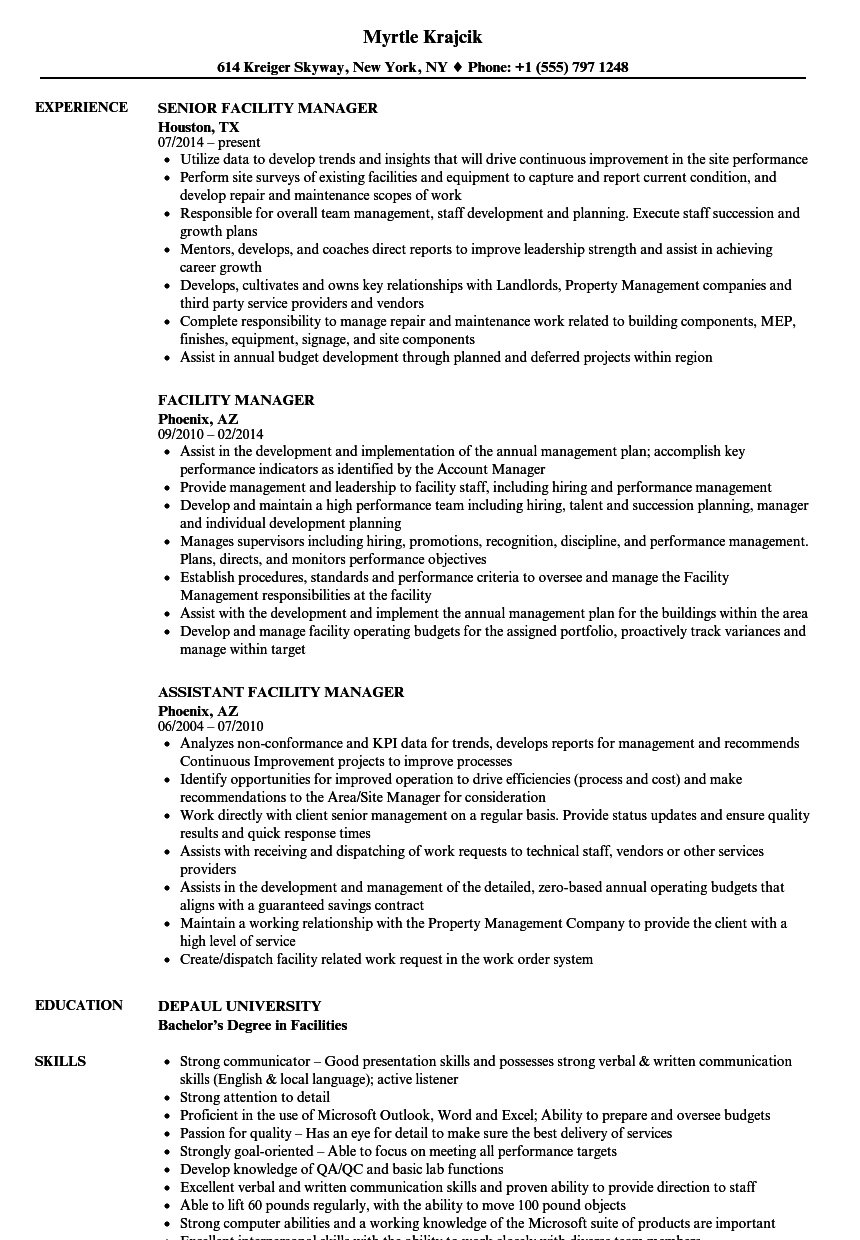 Facilities Manager Resume Debandje for proportions 860 X 1240