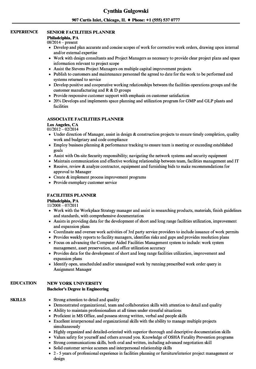 Facilities Planner Resume Samples Velvet Jobs regarding measurements 860 X 1240