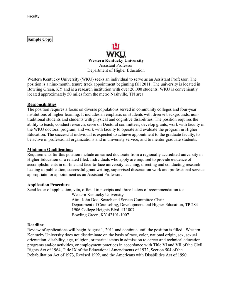 Faculty Job Announcement within dimensions 791 X 1024