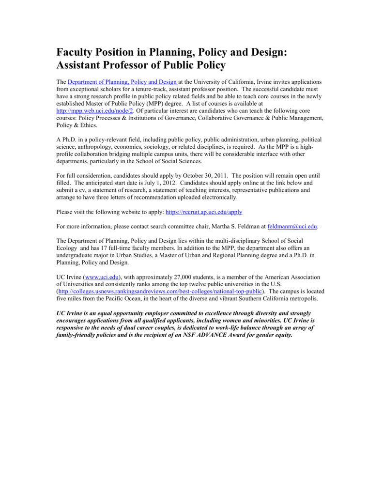 Faculty Position In Planning Policy And Design Assistant intended for measurements 791 X 1024