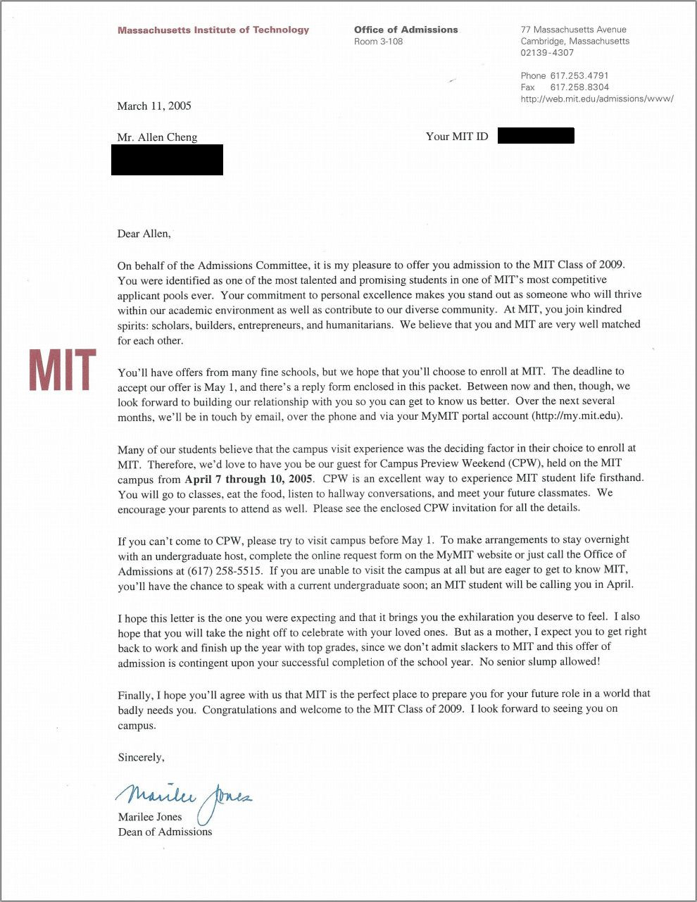 Fake College Acceptance Letter Inspirational Mit Acceptance pertaining to size 990 X 1281