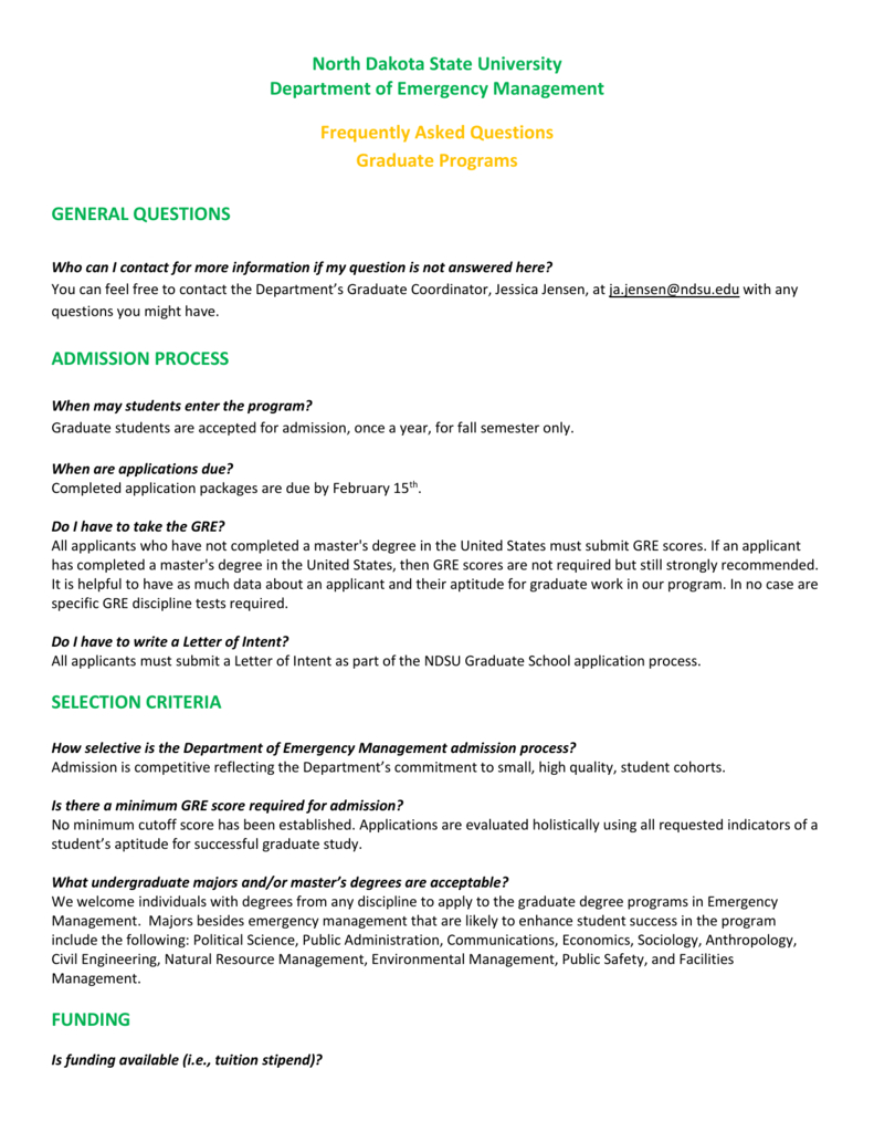 Faq Sheet North Dakota State University inside sizing 791 X 1024