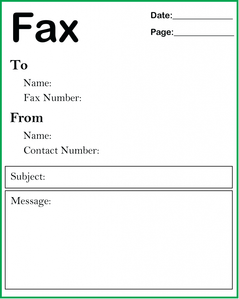 Fax Cover Sheet Template in measurements 819 X 1024