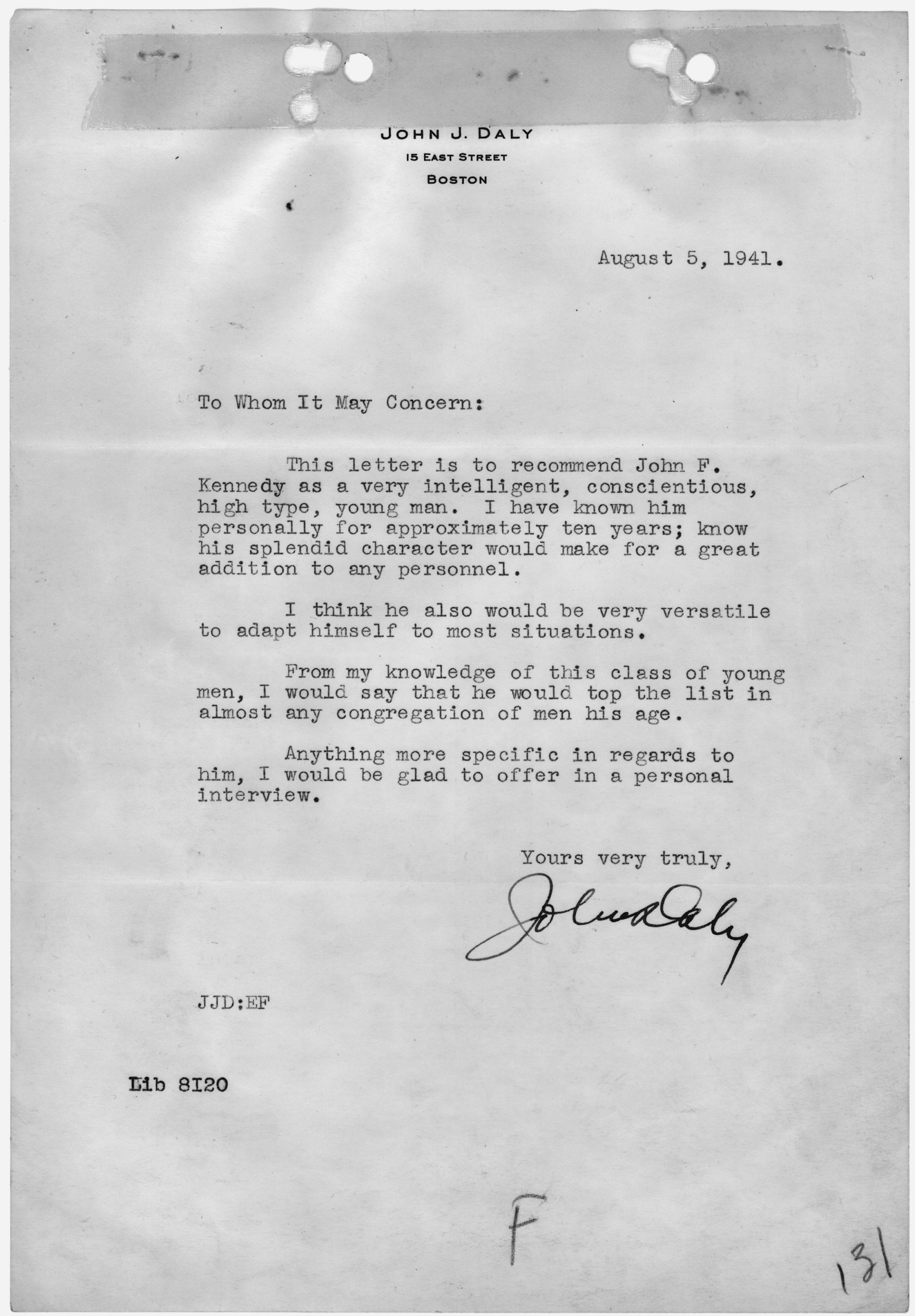 Fileletter Of Recommendation From John J Daly Nara with regard to size 2189 X 3150