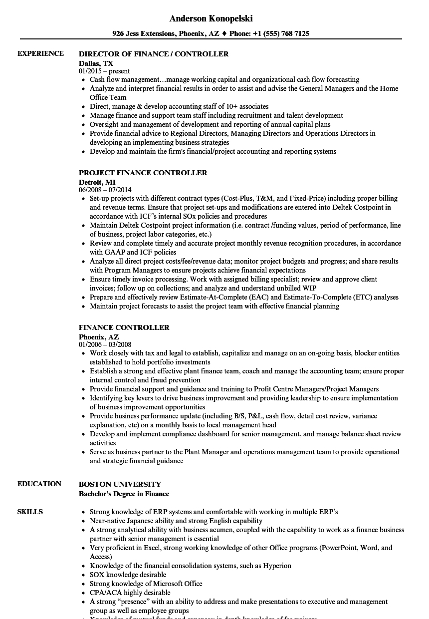 Finance Controller Resume Samples Velvet Jobs inside proportions 860 X 1240