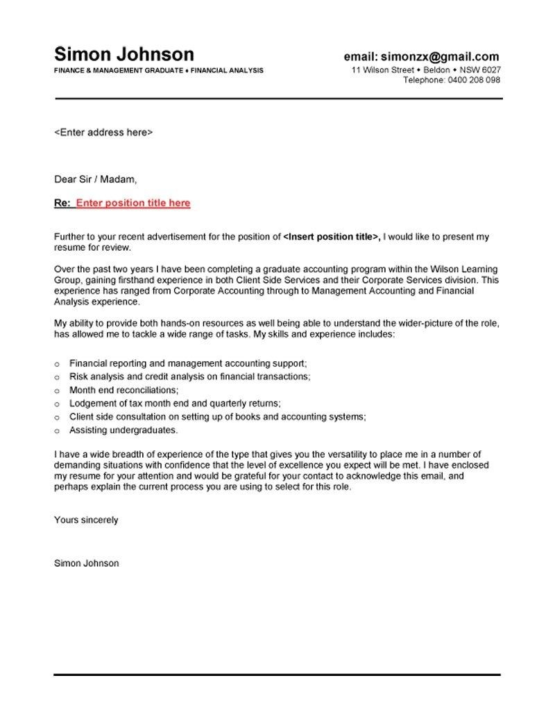 Finance Graduate Cover Letter For Application Letter Sample intended for measurements 800 X 1035