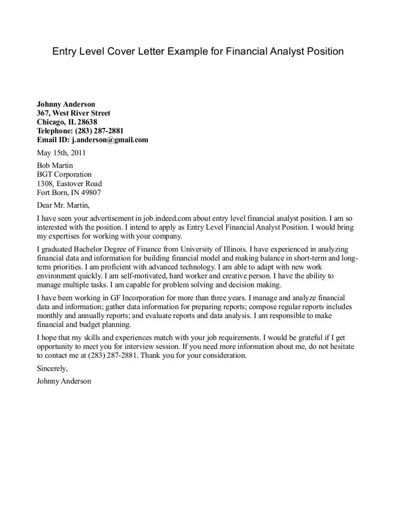 Financial Analyst Cover Letter Example Httpwww intended for size 800 X 1036