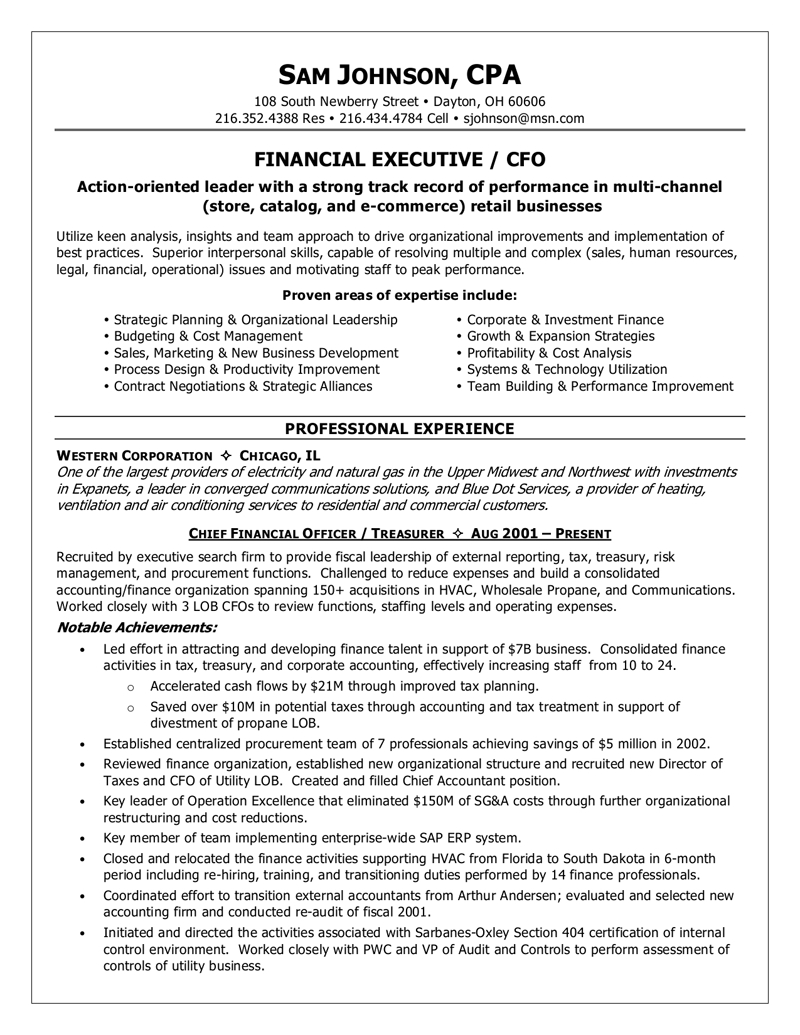 Financial Executive Cfo Resume Example Downloadable in proportions 800 X 1035