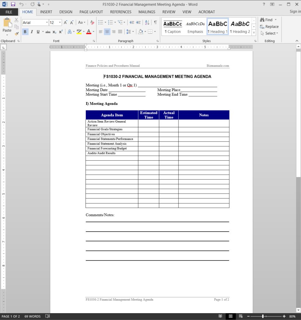 Financial Management Meeting Agenda Template Fs1030 2 pertaining to dimensions 968 X 1028