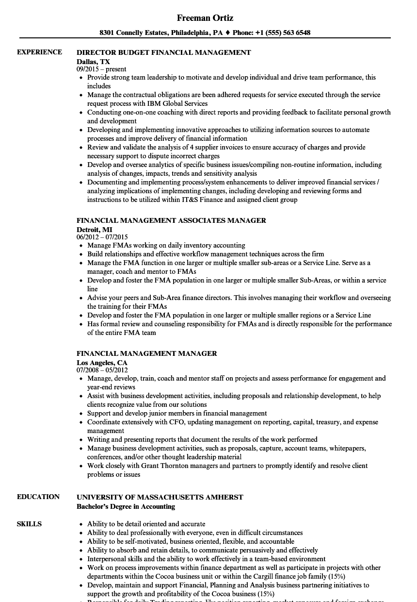 Financial Management Resume Akali for dimensions 860 X 1240