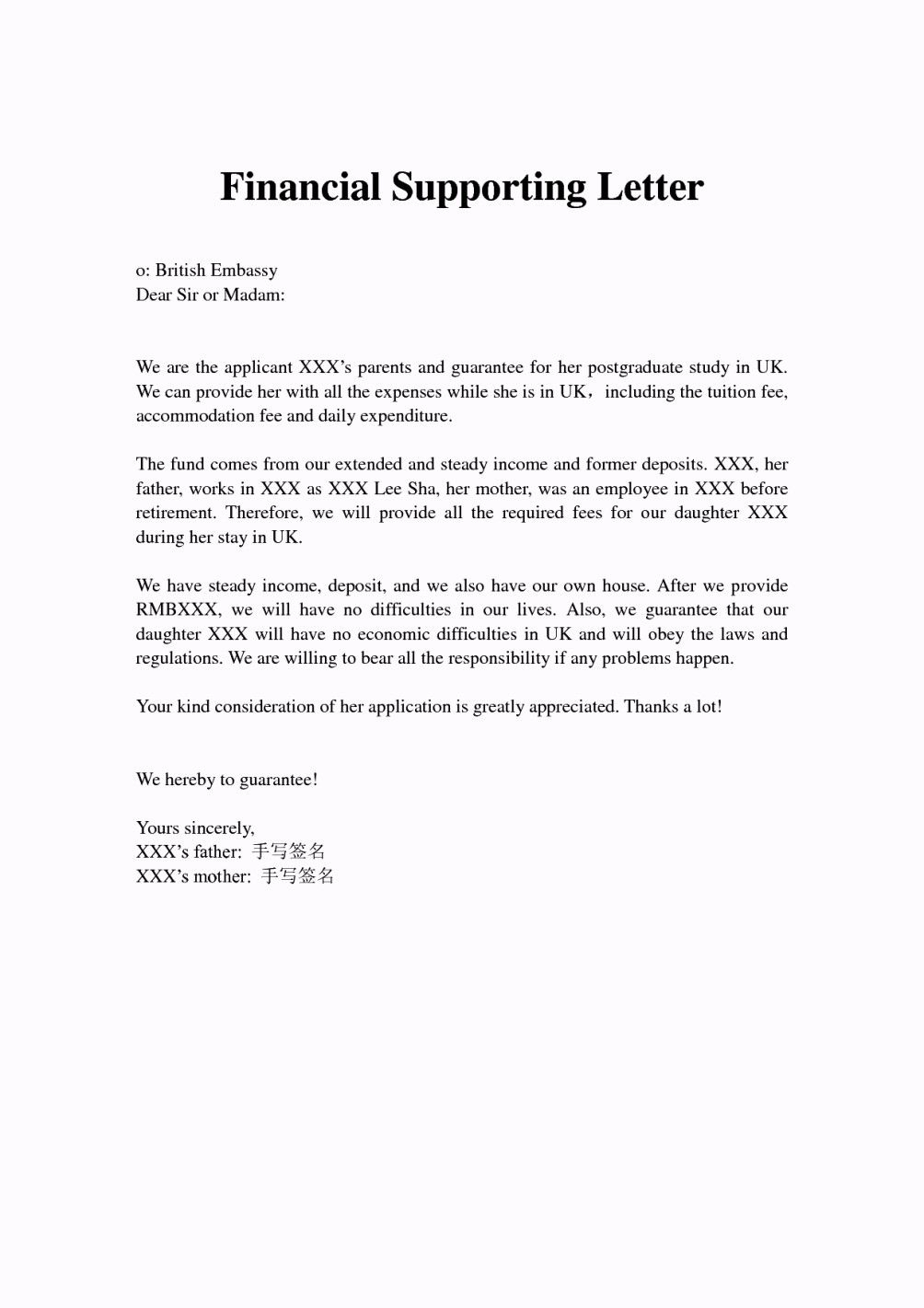 Financial Support Letter From Parents Support Letter with regard to measurements 1004 X 1421