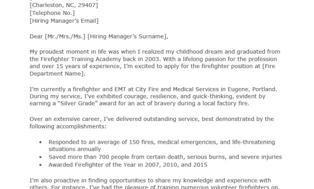 Firefighter Cover Letter Sample Resume Genius regarding sizing 800 X 1132