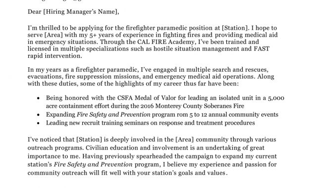 Firefighter Cover Letter Sample Writing Tips Resume in sizing 1085 X 1404