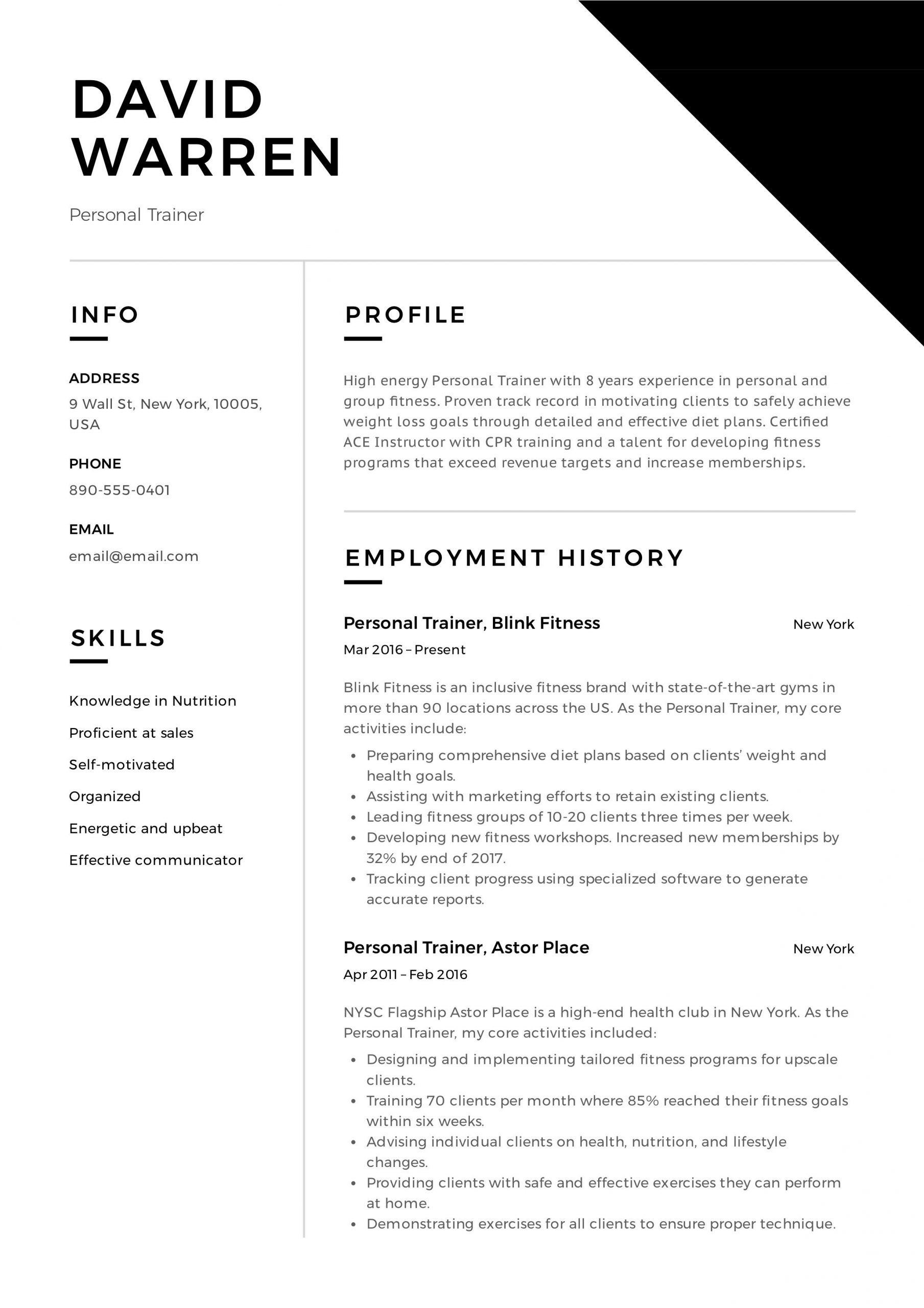 Fitness Trainer Cv Example Debandje for proportions 2478 X 3507