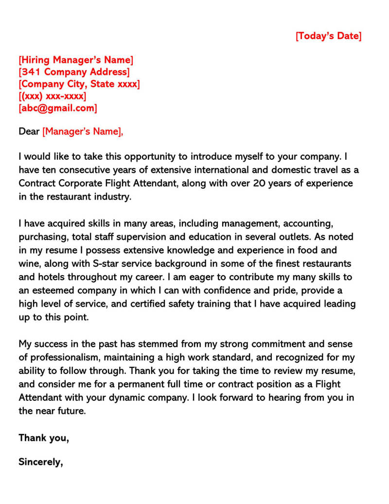 Flight Attendant Cover Letter Sample Letters Email Examples intended for dimensions 800 X 1035