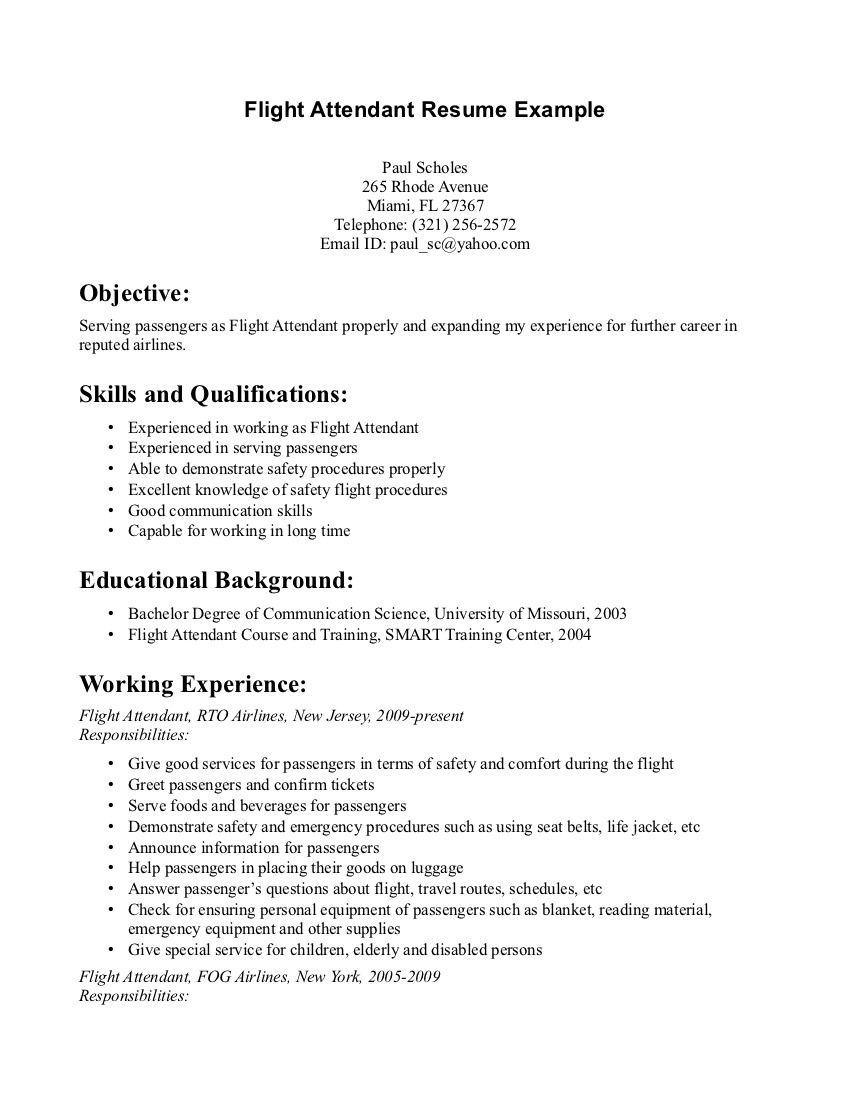 Flight Attendant Resume Flight Attendant Resume Flight within measurements 849 X 1099