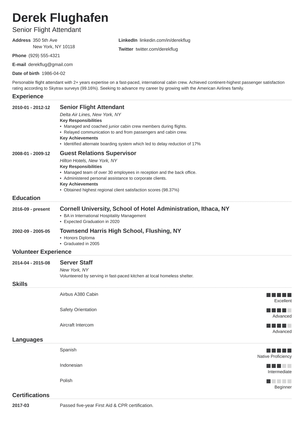 Flight Attendant Resume Template Debandje inside proportions 990 X 1400