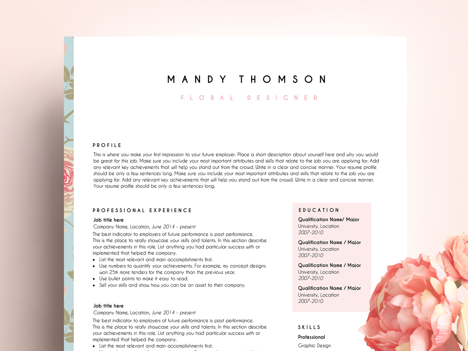 Floral Creative Resume Template Resume Templates On Dribbble with sizing 1600 X 1200