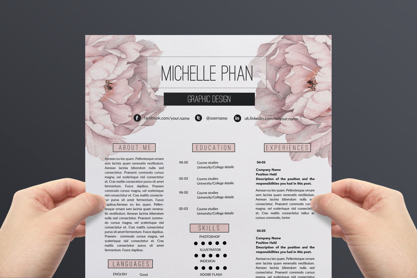 Floral Cv Template Resume Template Chic Templates within sizing 1400 X 933